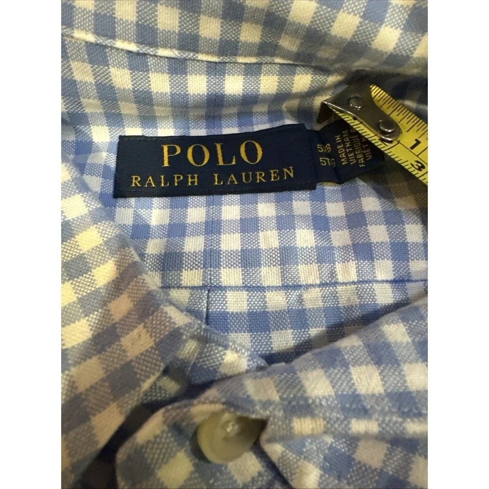 Polo Ralph Lauren 5XB Shirt Mens Big & Tall Blue Gingham Check Button DownLg Slv